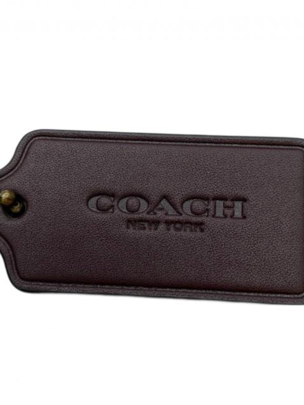 Vintage Coach 2.25" Brown Leather and Brass Large Hang Tag